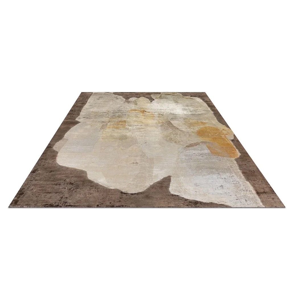 Индийский ковер из шелка и шерсти с абстрактным узором Boundless Brown