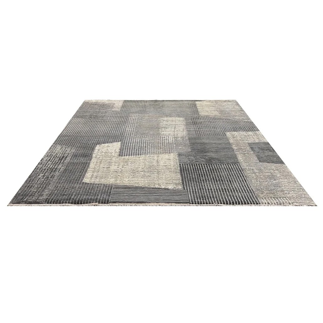 Индийский ковер с геометрическим узором Dazzling Grey из натуральных материалов