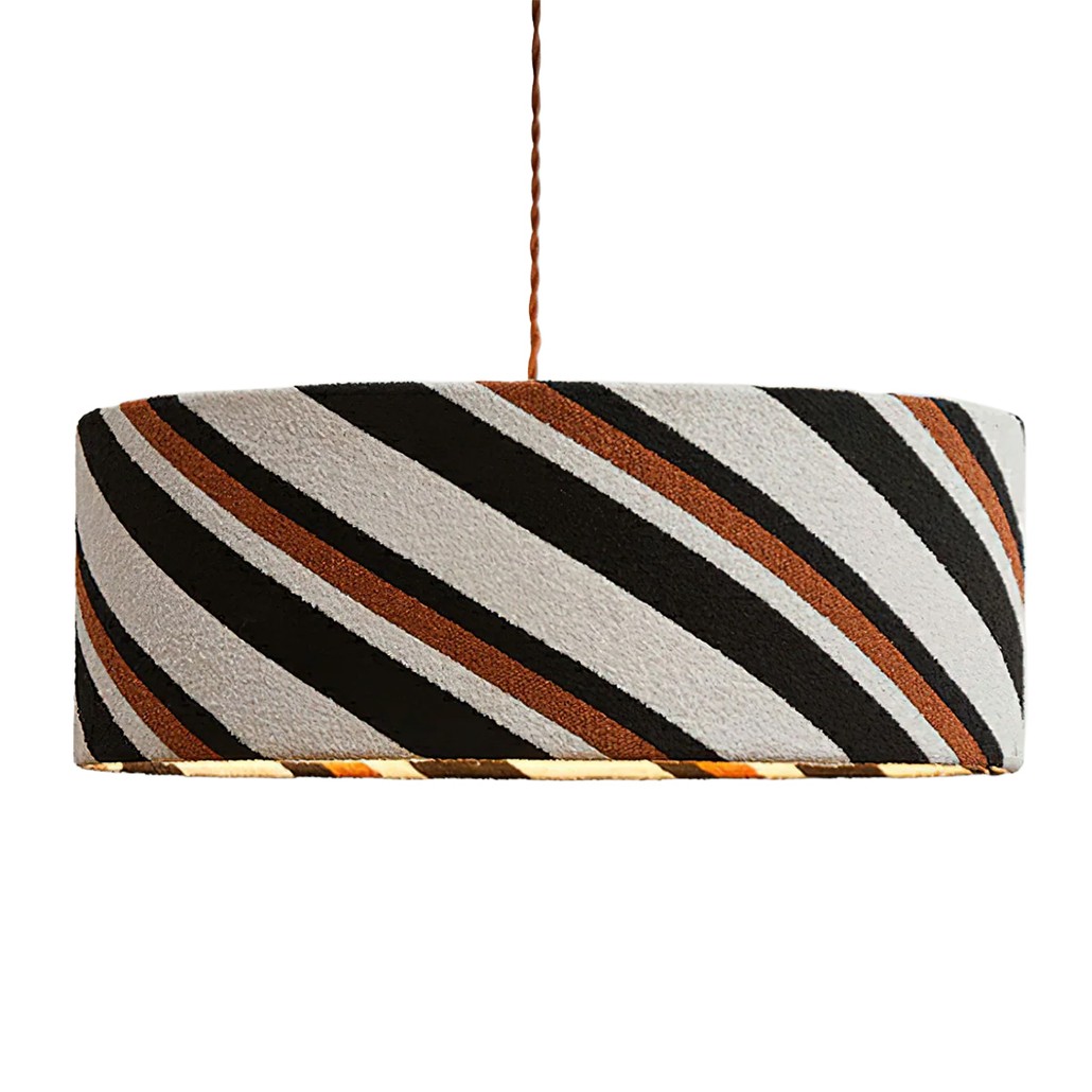 Подвесной светильник Diagonal Striped Fabric Drum Pendant Light