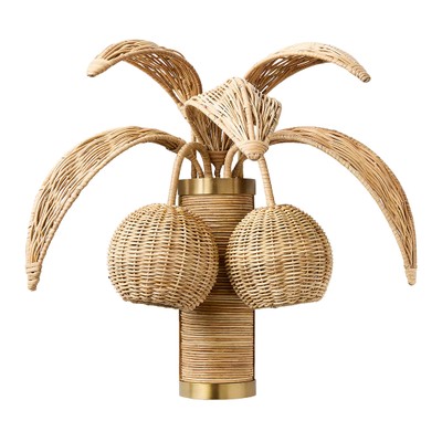 Бра Пальма из ротанга Rattan Palm tree Wall Lamp