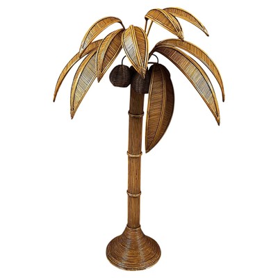 Торшер Пальма из ротанга Rattan Palm tree floor lamp