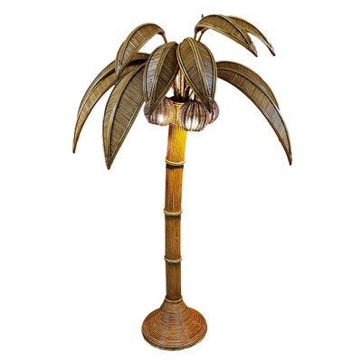 Торшер Пальма из ротанга Rattan Palm tree floor lamp