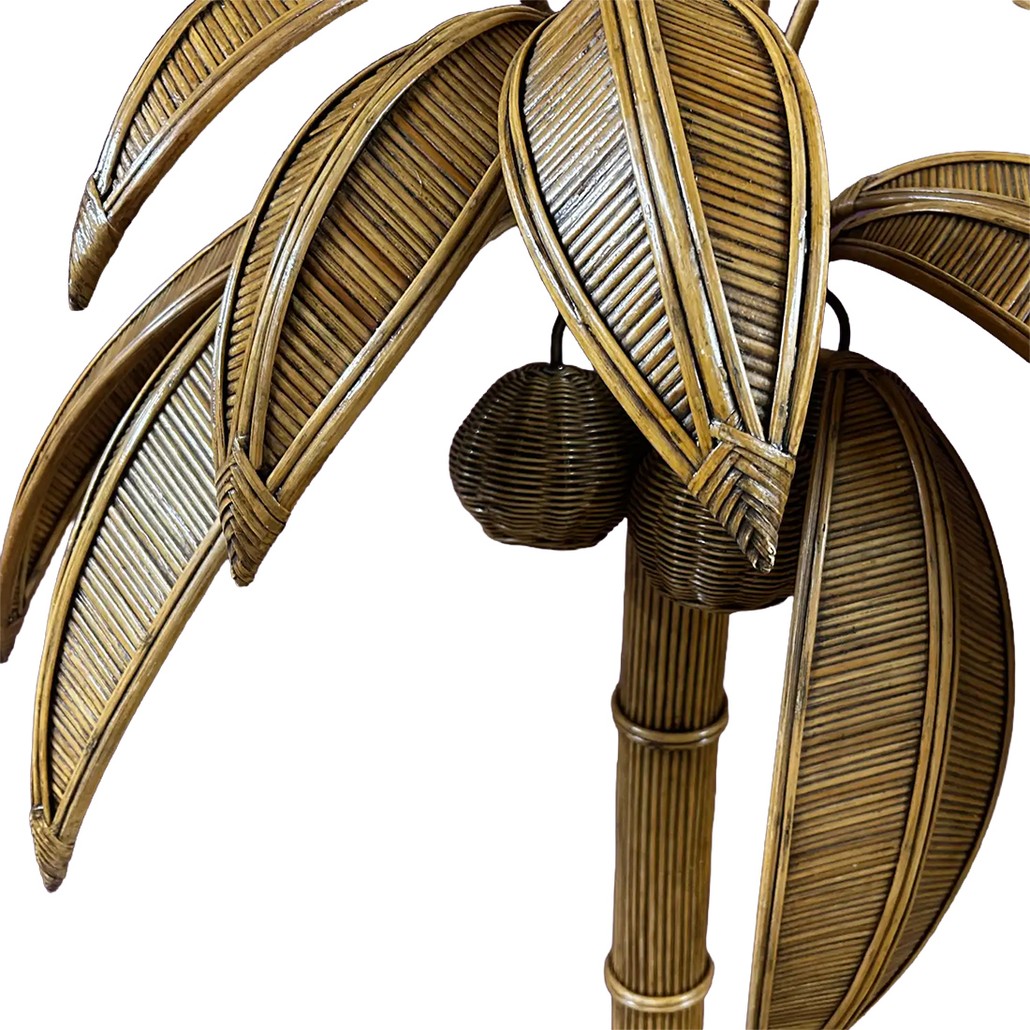 Торшер Пальма из ротанга Rattan Palm tree floor lamp