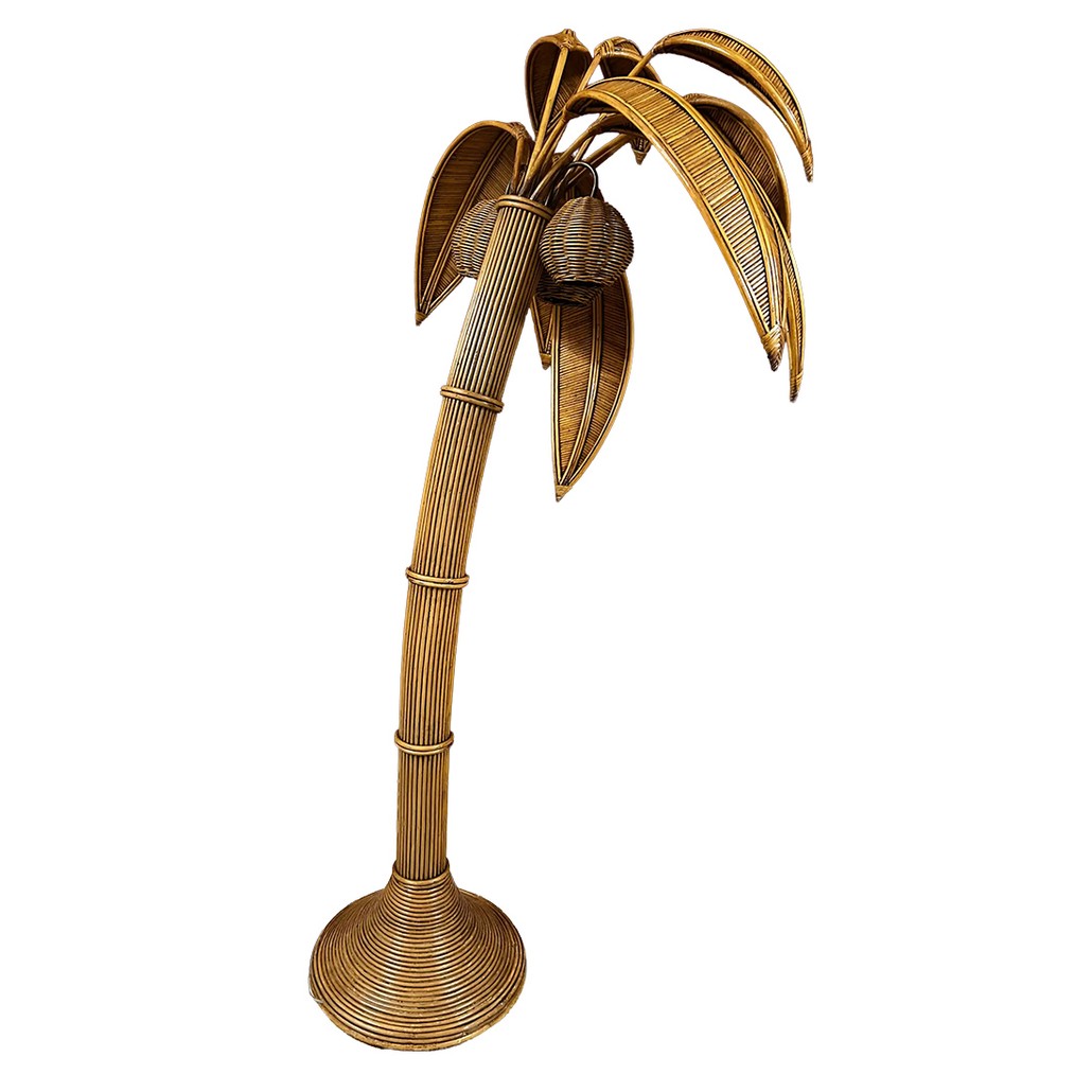 Торшер Пальма из ротанга Rattan Palm tree floor lamp